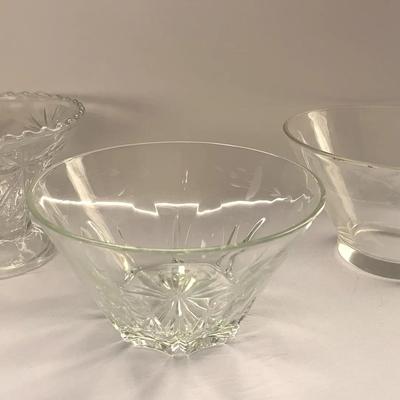Deep Glass Salad or Dessert Bowls, 3 Pcs