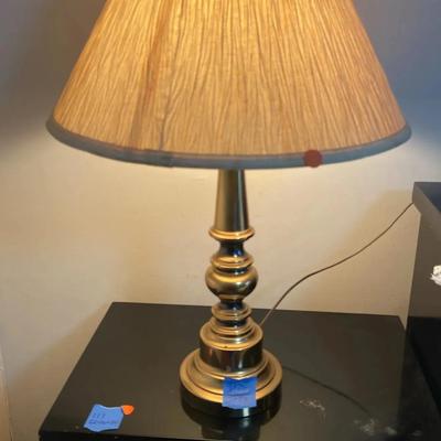 Brass-tone Table Lamp Pleated Shade - Tested