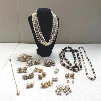 Marvella Pearl Vintage Earrings, Pearl Necklaces and Hairpin
