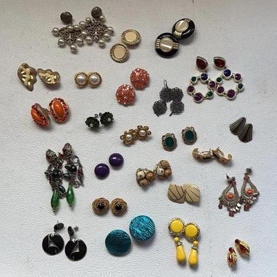 Vintage and Contemporary Earrings - Goldtone, Faux Gems