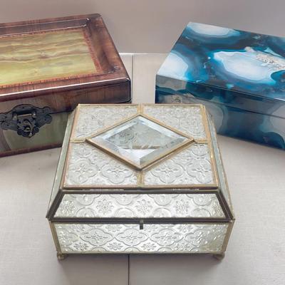 Jewelry Boxes - Faux Marble, Glass - Vintage