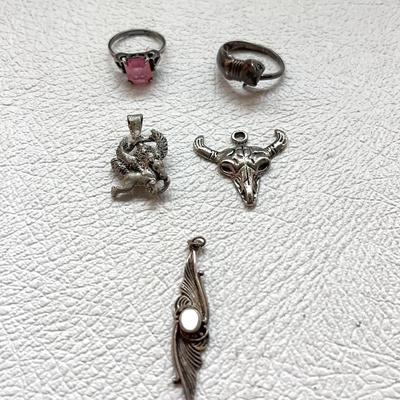 Silver Rings and Pendants - Pink Semi Precious Stone