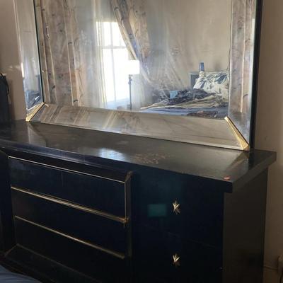 Basic-Witz, Virginia Retro 80s Wood Dresser with Mirror