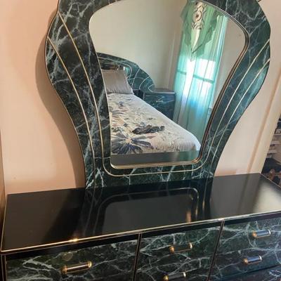 Retro 9-Drawer Dresser With Mirror c1980s