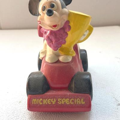 MidCentury Mickey Mouse Piggy Bank - Thick Plastic c1970s