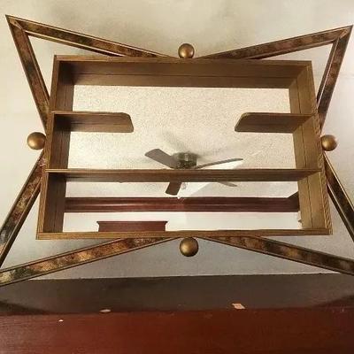 Mid Century Modern Atomic Bow Tie Shadow Box Mirror Shelf