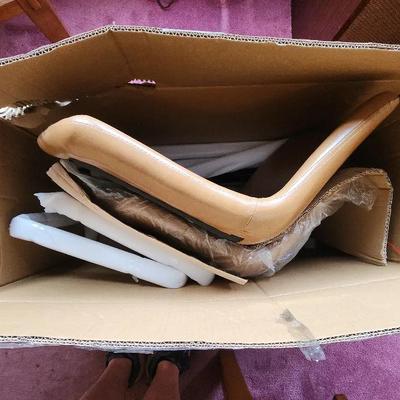 Vitesse Mustard-tone Pair of Faux Leather Bar Chairs - NIB - Unassembled