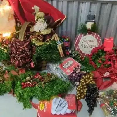 Christmas Basket, Vintage Angel Topper And Assort Decor