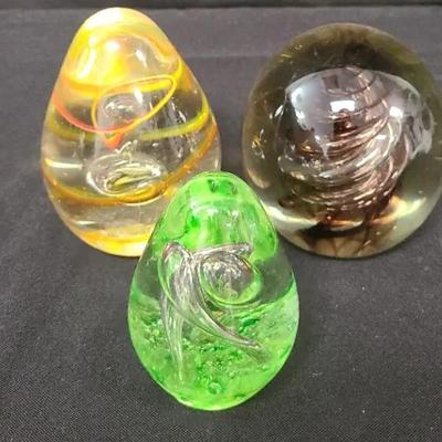 Tantalizing Trio Of Pretty Paperweights