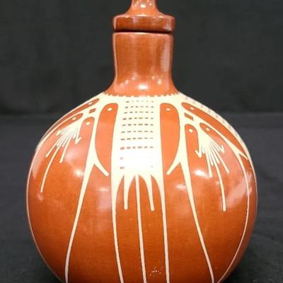 Topped Mata Ortiz Pottery By Angel Amaya 