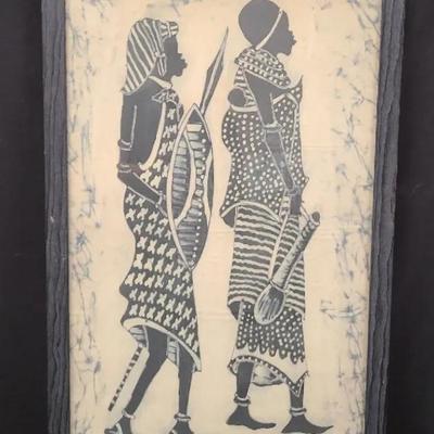 Unique Batik Featuring Two Figurines In Traditional Attire, Denis Wasike