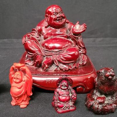 Happy Buddah & Friends Red Resin Treasures