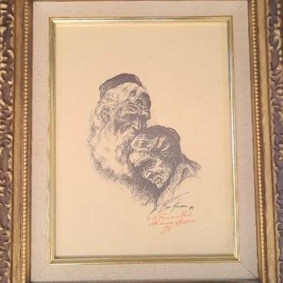 Sol Baer Fielding 1945 Hand Signed Etching With Heartfelt Dedication
