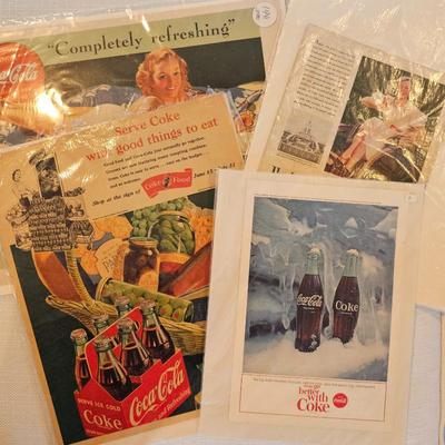 Lot #68 - Lot of Vintage Original Coca-Cola Ads – 1940s–1960s Coke Advertising Ephemera Collection