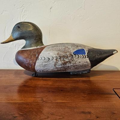 Lot #107 - Vintage Hand-Painted Mallard Duck Decoy – Folk Art Wooden Hunting Display