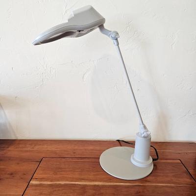 Lot #87 - Adjustable LED Magnifying Task Lamp – Art Craft Sewing Desk Light with Pivoting Arm White