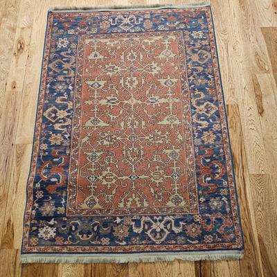 Lot #166 - Karastan Rug for Colonial Williamsburg • Rust Field & Blue Border • Hand-Knotted Traditional Design