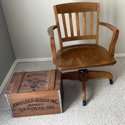 Office Chair & Wooden Storage Box