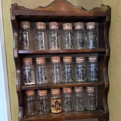 Wall Spice Rack with Spice Jars