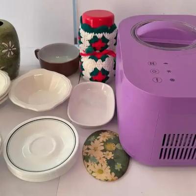 Corelle by Corning Saucers, Anchor Hocking,Corning Ware Sidekick & Cook’s Essentials Ice cream maker