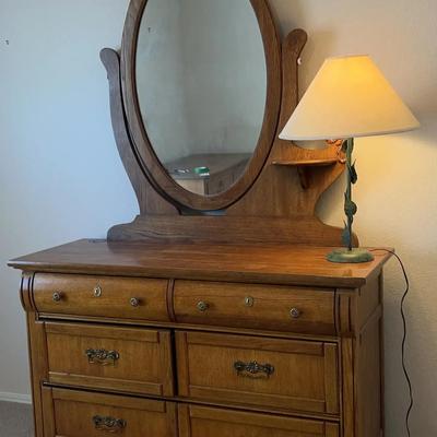 Dresser with Mirror and Lamp