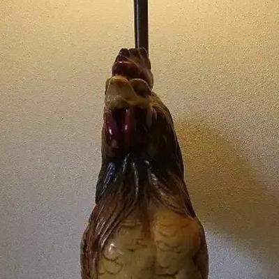 Vintage MID-Century Ceramic Rooster Chicken Table Lamp 