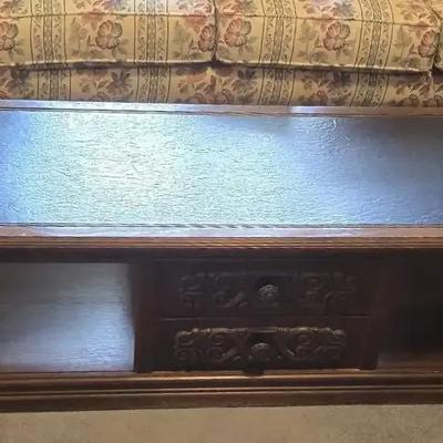 Carved Wood Coffee Table And End Table Set