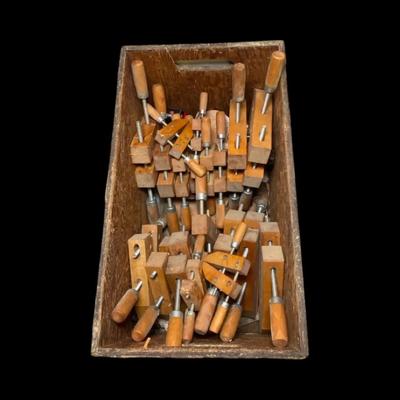 Lot of Vintage Wooden Hand Screw Clamps
