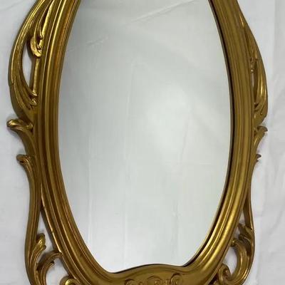 Ornate Gold Gilt Oval Wall Mirror – Rococo/Baroque Style Frame