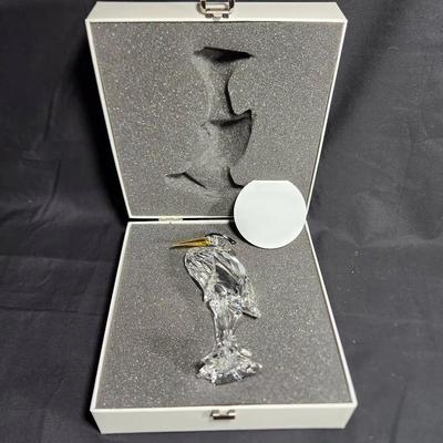 Swarovski Crystal Heron Figurine with Gold-Tone Beak
