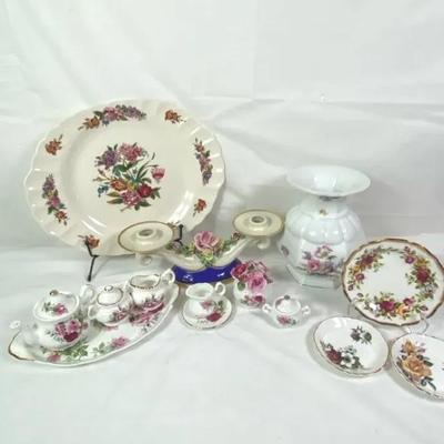 Assorted Floral Porcelain Decor & Tea Set Lot 