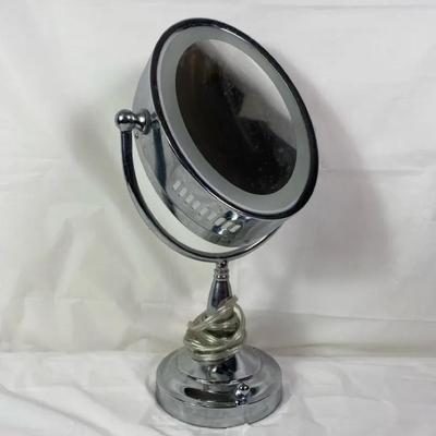 Chrome Electric Lighted Vanity Mirror w/ Tilt Stand