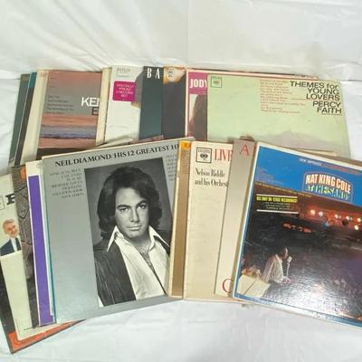 Vintage Vinyl Record Lot – Mixed Easy Listening/Pop (Neil Diamond, Nat King Cole, Percy Faith & More