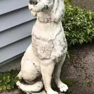 Vintage concrete dog statue – 34” tall