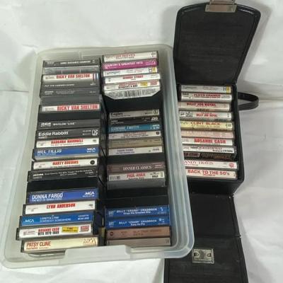 Large Vintage Country Cassette Tape Lot w/ Carrying Case (Multiple Artists)