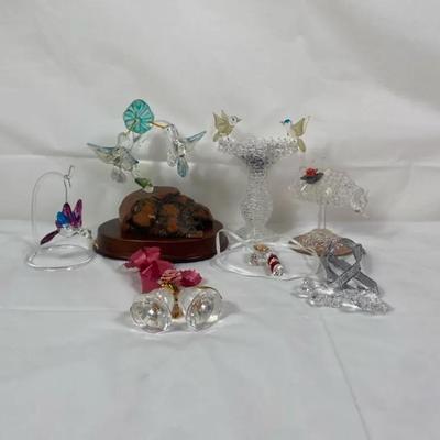 Assorted Art Glass Figurine & Decor Lot – Birds, Flowers, Mini Ornaments and Display Pieces