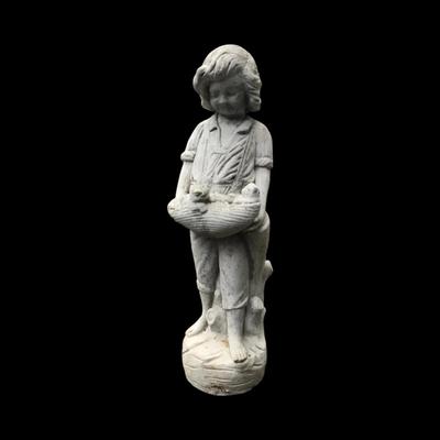 Concrete Garden Statue – Child Holding Kittens