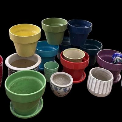 Mixed Lot of Ceramic Planters – Including NorCal Pots – Various Sizes & Colors