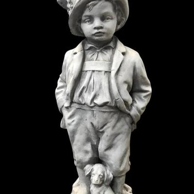 Boy with Dog Garden Statue - more than 2ft tall 