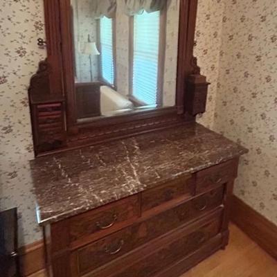 Antique Eastlake Style Victorian Era Dresser & Mirror Attachment Or For Wall Hanging