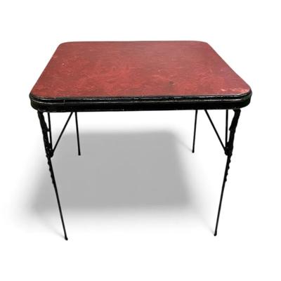 Vintage Antique French Regency Style Folding Card Game Table With Ornate Metal Legs