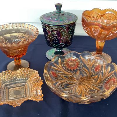 Lot Of Carnival Style Glass 