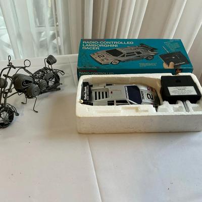 Vintage Remote Controlled Car And Vintage Wire Motorcycle 