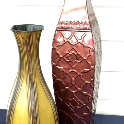 Pair Of Decorative Metal Vases 