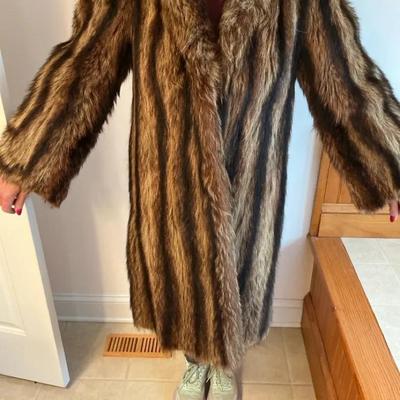 Striped Womens Fur Coat