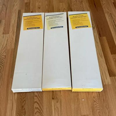 Three New In Box Chrome Extendable Garment Racks