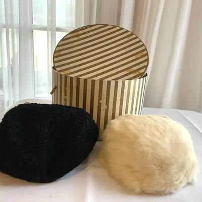 Vintage Fur And Wool Hats With Hatbox