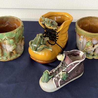 Lot Of Frog Planters 