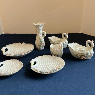 Set Of Seven Lefton Figurines Including Plates