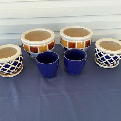 Three Pairs Of Outdoor Ceramic Pots